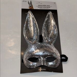 Silver Mirror Bunny Mask NWT